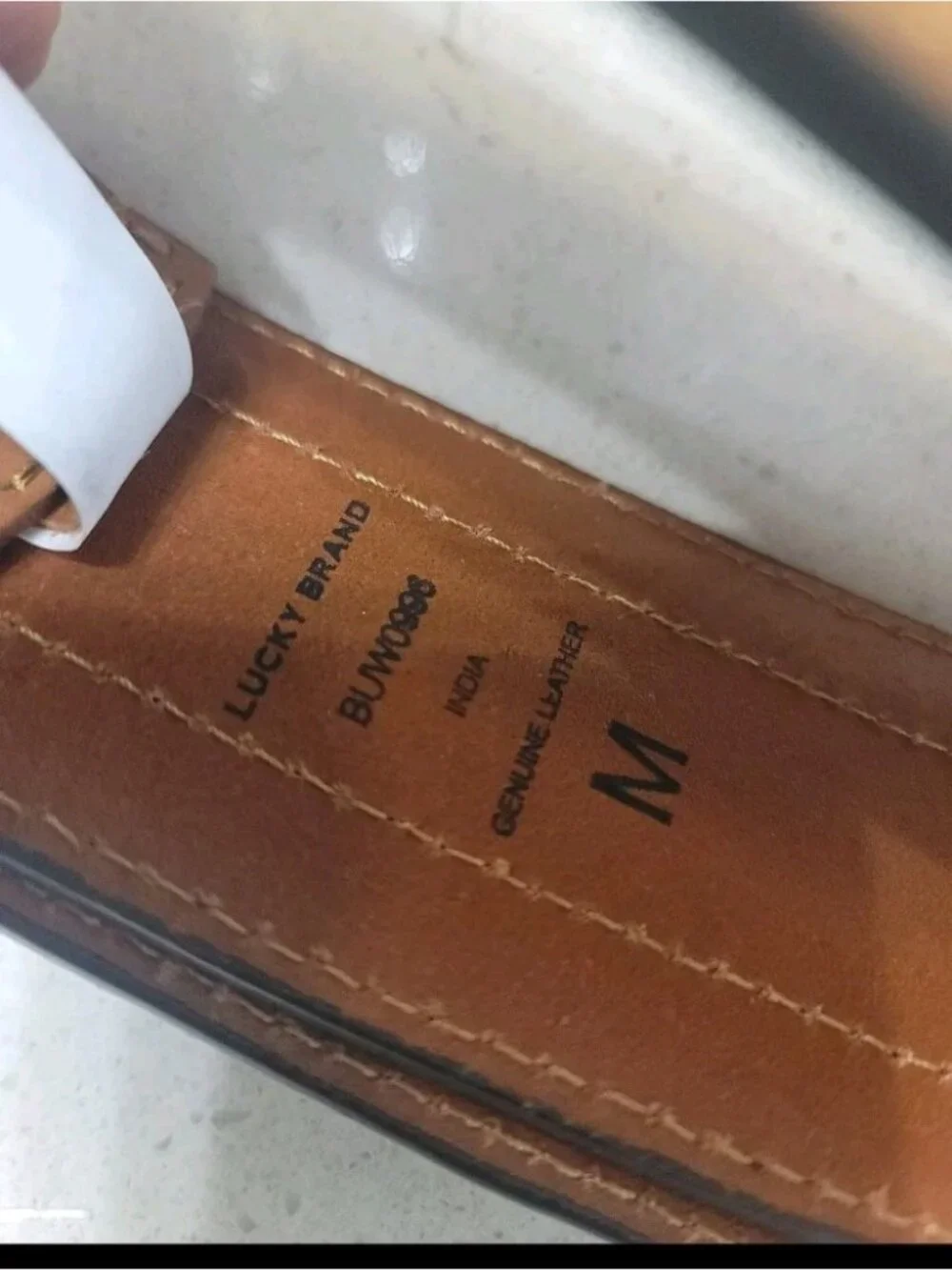 Lucky Brand Womens Medium Leather Belt Boho Plaque Buckle NWT Brown